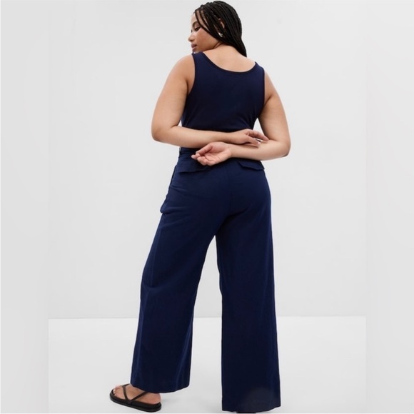 NWOT! GAP Uniform Navy High Rise Linen-Cotton Pleated Wide Leg Pants- Multiple - Picture 7 of 8